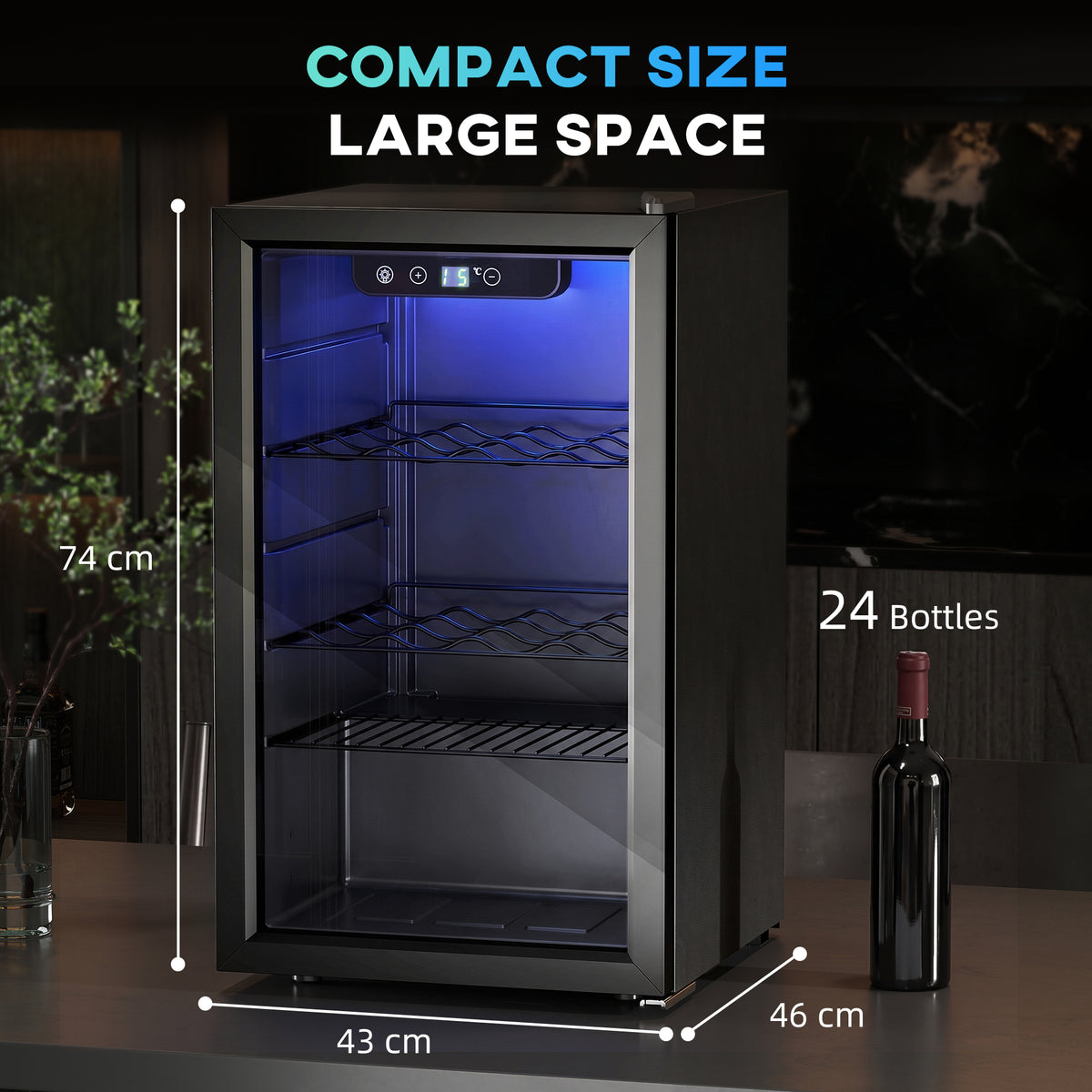 HOMCOM 24 Bottle Wine Cooler in Black