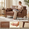 HOMCOM 2 Seater Sofa, 132 cm Modern Small Sofa with Solid Wood Legs and 2 Pillows for Small Space, Brown