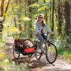 HOMCOM 2 Seat Bike Trailer with 5 Point Harness, Baby Bike Stroller with Safety Flag, Reflectors, for 18+ Months, Red