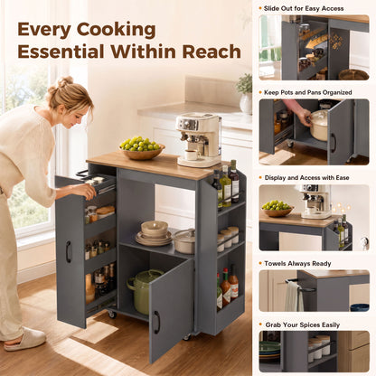 HOMCOM Kitchen Trolley on Wheels in Grey