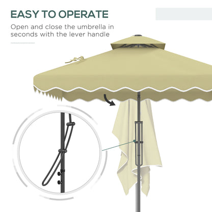 Outsunny 2.5m Square Double Top Garden Parasol Cantilever Umbrella in Beige