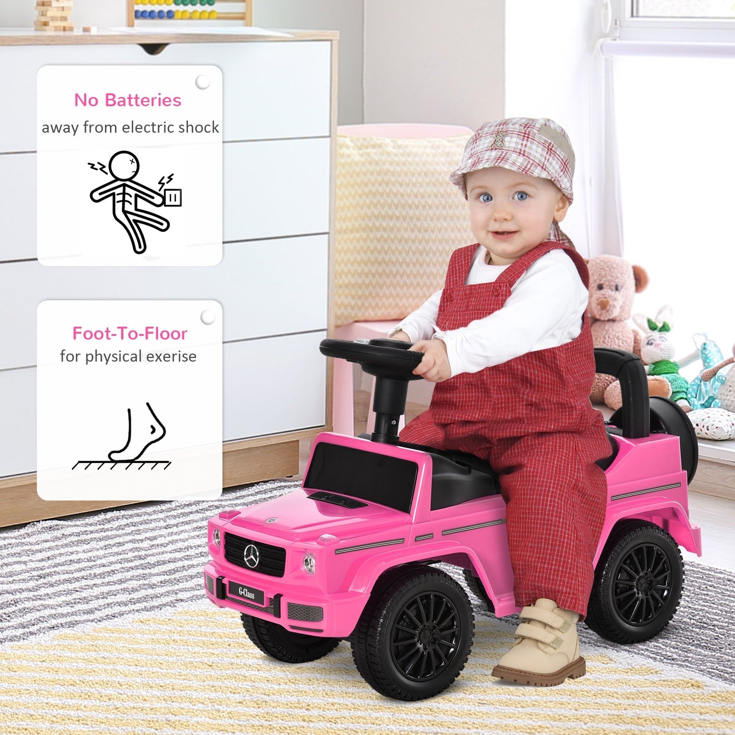 دراجة ركوب للأطفال 3 في 1 من هومكوم G350، مرخصة، للأطفال الصغار من عمر 12-36 شهرًا، دفع بالقدم، لا تحتاج إلى طاقة، لون وردي.