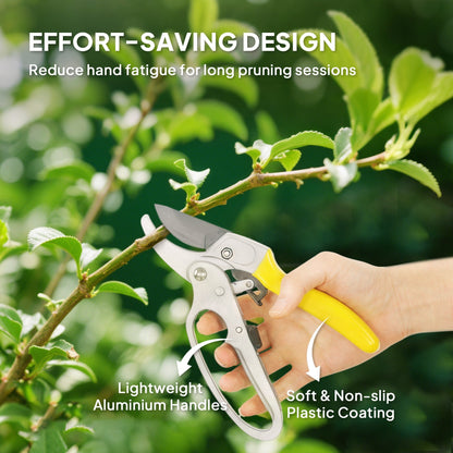 Outsunny 8" Garden Secateurs, Pruning Shears Heavy Duty with Sharp SK5 Blade, Bypass Pruners with Safety Lock and Non-Slip Handles, Lightweight & Ergonomic, Pruning Scissors for Precise Cutting