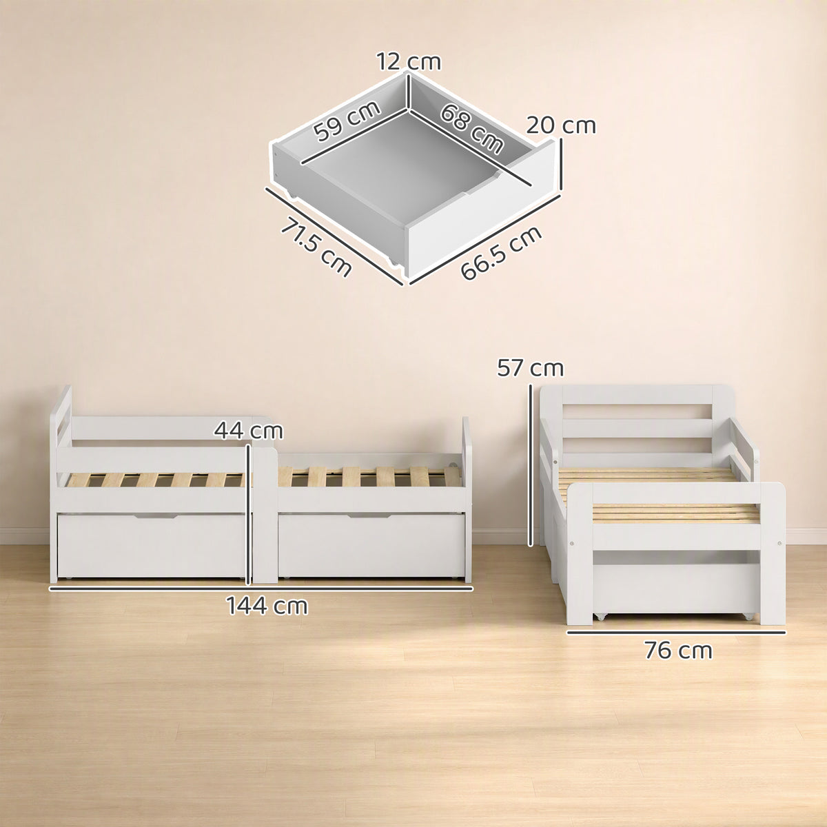 AIYAPLAY Wooden Kids Bed Frame in Grey