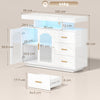 HOMCOM High Gloss Sideboard with LED Lights, Built-in Power Outlets, 3 Drawers, Shelves and 2 Acrylic Doors, White