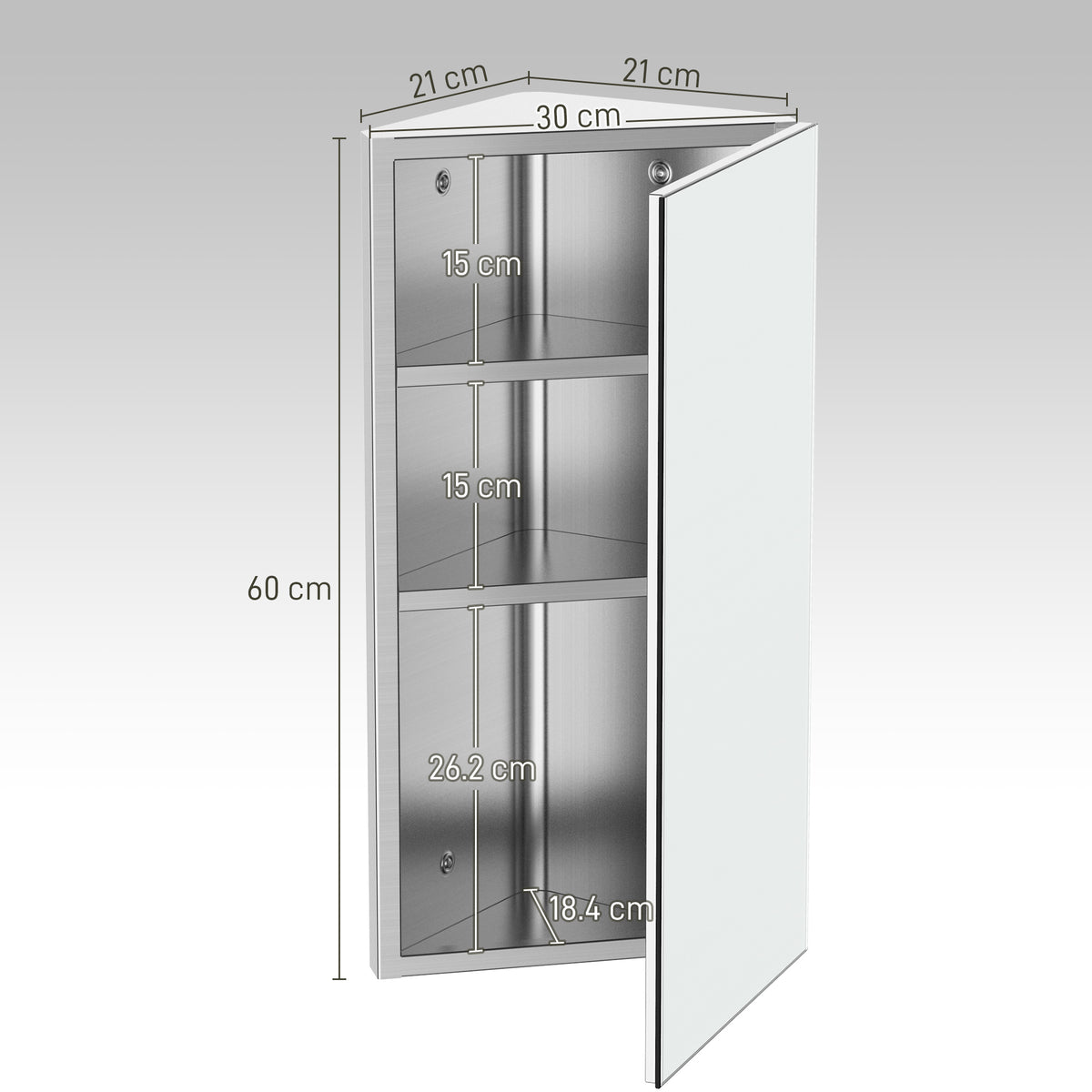 HOMCOM Bathroom Corner Mirror in Silver