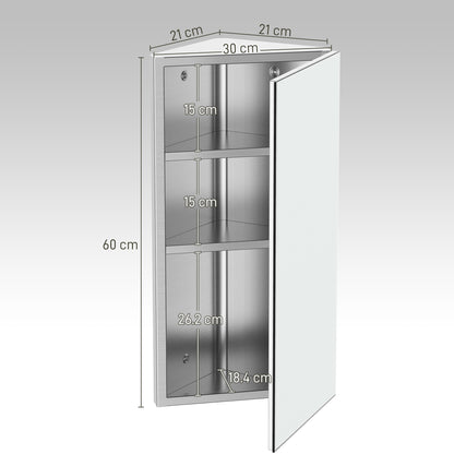 HOMCOM Bathroom Corner Mirror in Silver