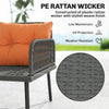 Outsunny 6 Piece Rattan Garden Furniture Set, 8 Seater Garden Corner Sofa with Cushions and Glass Top Table, Orange
