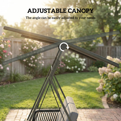 Outsunny 2-Seater Rattan Swing Chair in Dark Grey