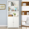 Wooden Tall Bookcase with 3-Tier Storage Cabinet-White