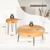 Set of 2 Solid Wood Farmhouse Round Coffee Tables