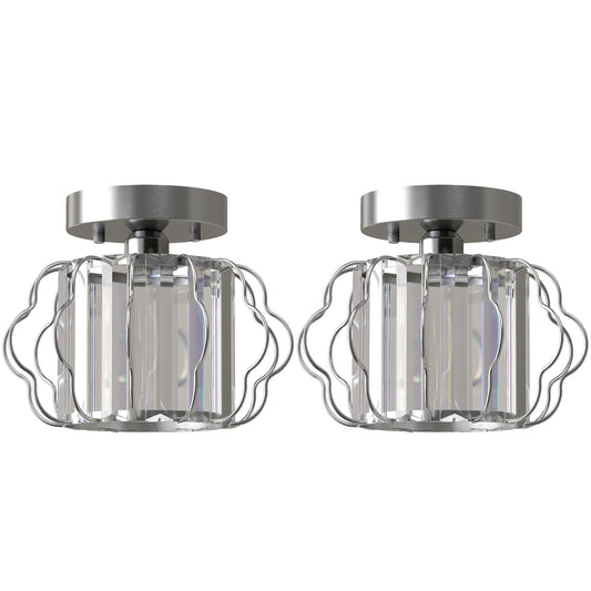 HOMCOM Crystal Ceiling Light Fixtures in Silver Tone