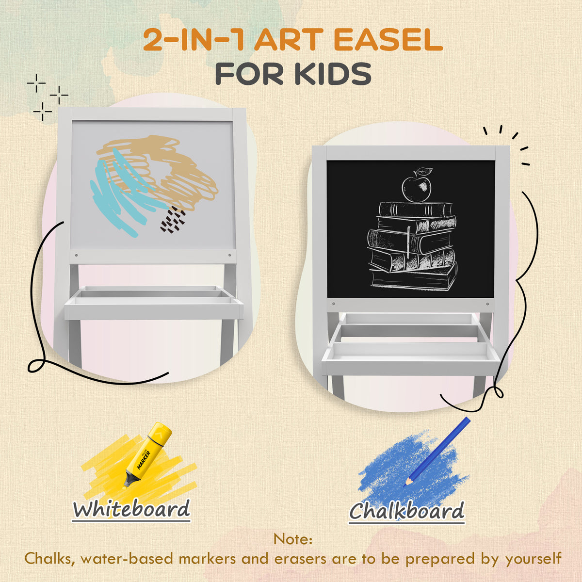 AIYAPLAY Kids Easel in White