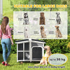 PawHut Wooden Dog Kennel with Removable Floor, Asphalt and Openable Roof, Giant Window for Large Dogs, Charcoal Grey