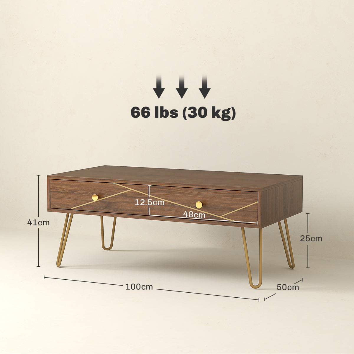 HOMCOM Coffee Table with Storage in Brown