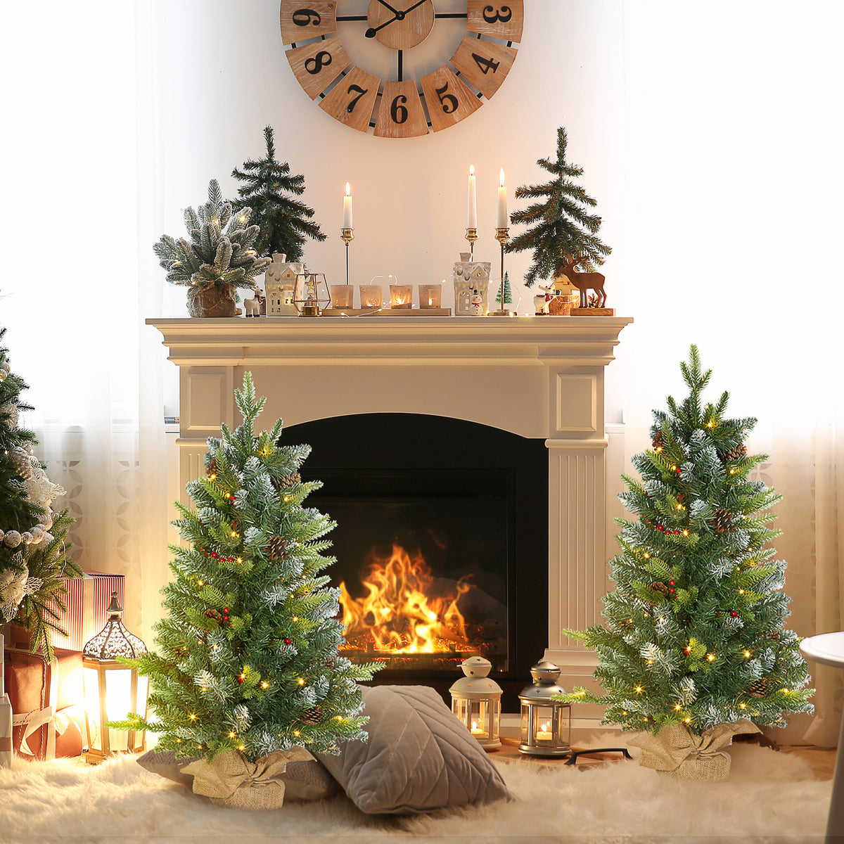 HOMCOM Set of Two 3ft Christmas Trees in Green