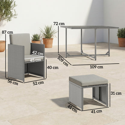 Outsunny 9 Piece Rattan Cube Garden Furniture Dining Set in Light Grey