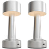 2 Pack Cordless Table Lamp, Touch LED Desk Lamp with Rechargeable Battery, 3 Colour, for Bedroom Living Room, Silver