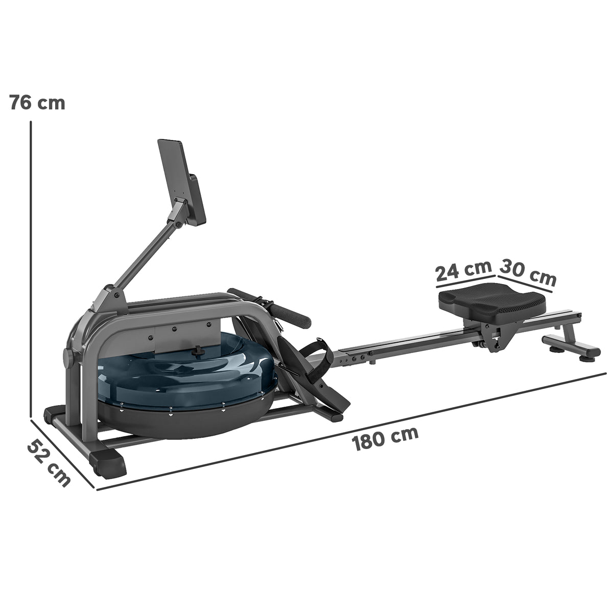 SPORTNOW Water Rowing Machine with Wheels in Black
