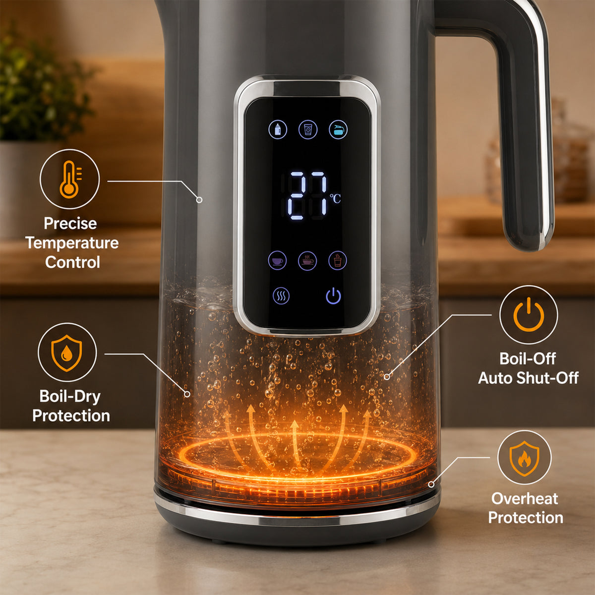 HOMCOM Electric Kettle in Grey