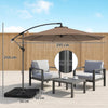 Outsunny 3m Overhanging Parasol, with Base, Weights and Cover - Coffee