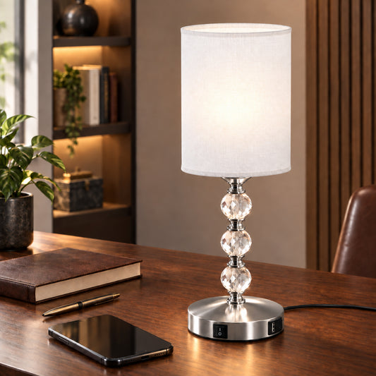 HOMCOM Bedside Lamp in Silver Tone
