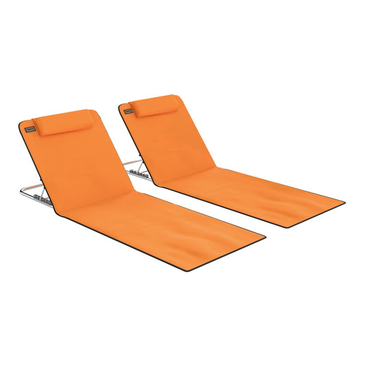 Outsunny Set of Two Metal Frame Beach Chairs in Orange