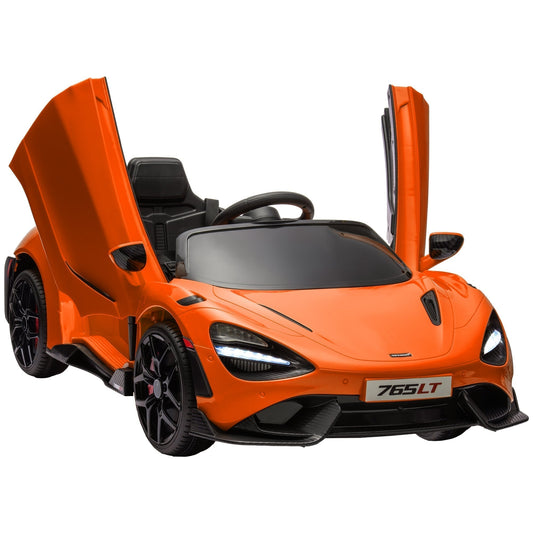 سيارة أطفال كهربائية من AIYAPLAY McLaren 765LT مرخصة بقوة 12 فولت مع أبواب فراشة، وجهاز تحكم عن بعد، وعجلات نقل، لون برتقالي