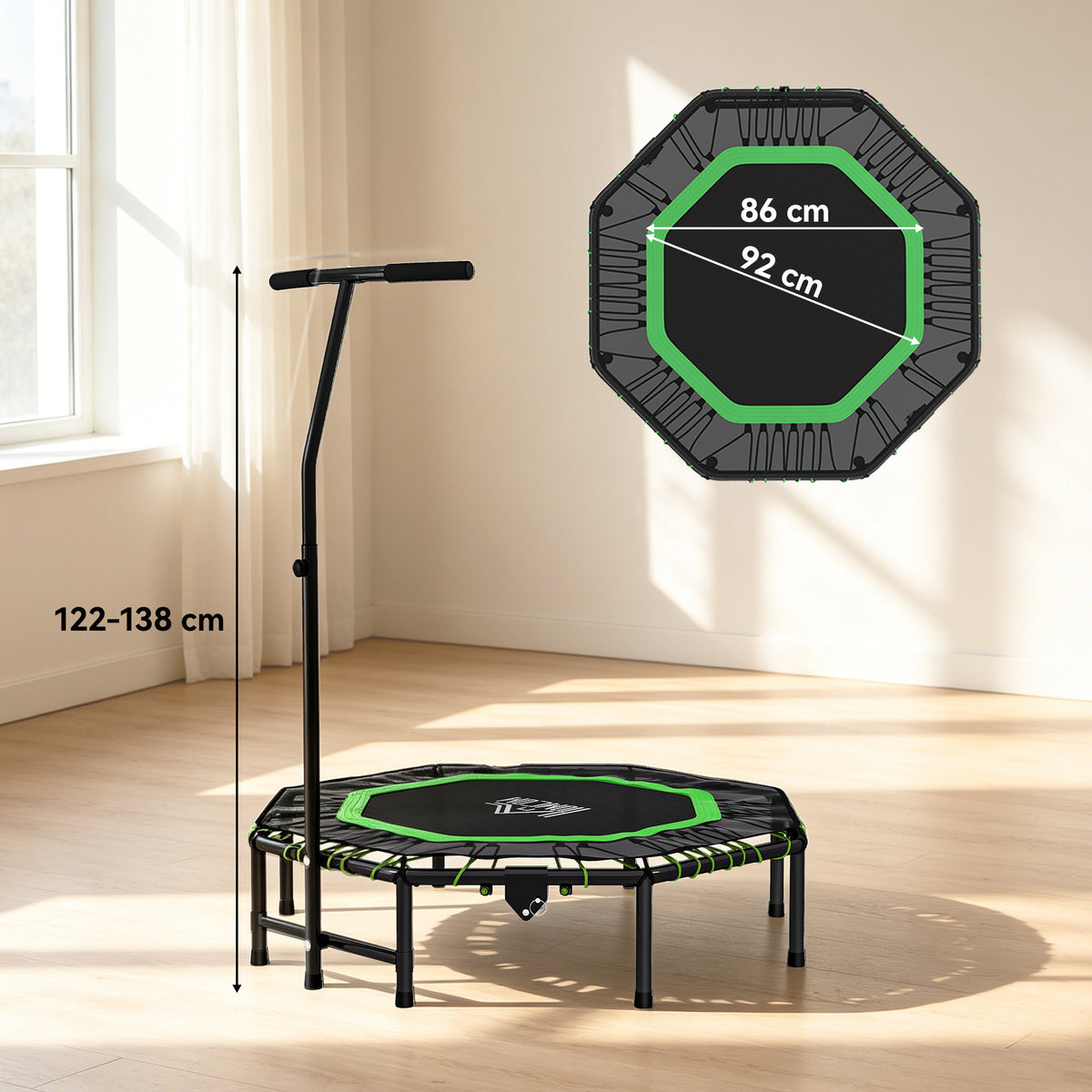 HOMCOM 48" Octagonal Mini Fitness Rebounder Trampoline in Green