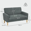HOMCOM Two-Seater Velvet-Feel Sofa - Grey
