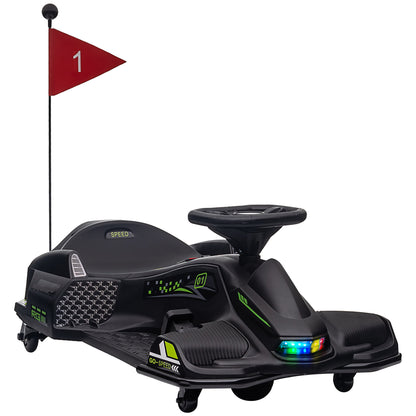 HOMCOM 12V Kids Electric Go Kart with Music, LED Lights, Slow Start, Black