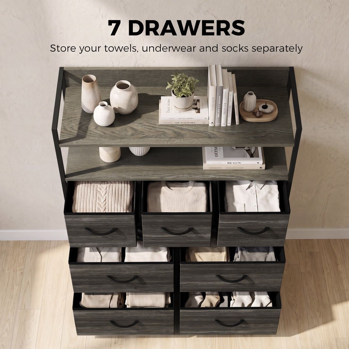 HOMCOM Chest of Drawers in Grey Wood-effect