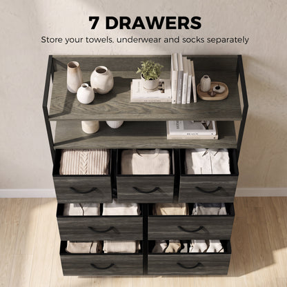 HOMCOM Chest of Drawers in Grey Wood-effect