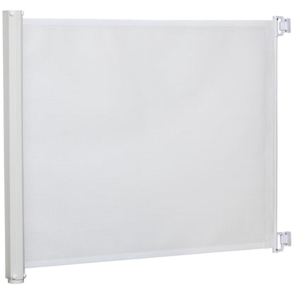 PawHut Retractable Stair Gate, Dog Pet Barrier, for Doorway, Staircase, Hallway - White