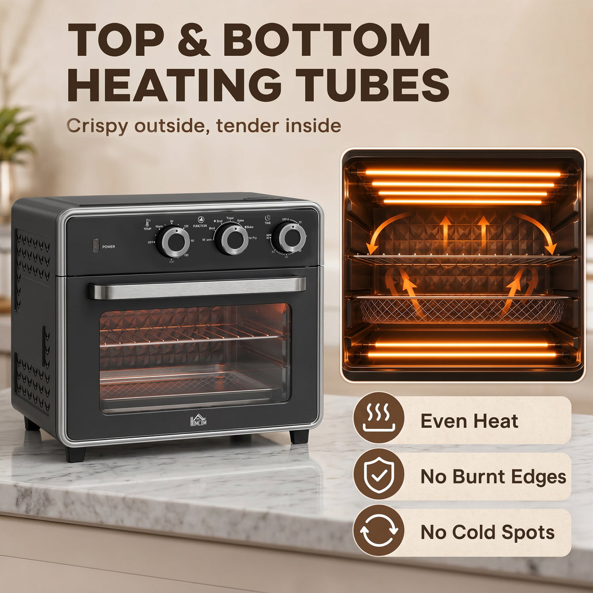 HOMCOM 20L Mini Convection Oven in Black