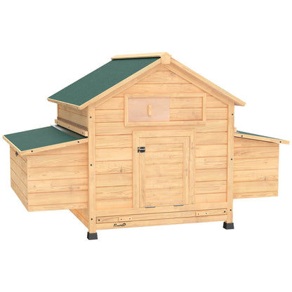 PawHut Chicken Coop, Wooden Outdoor Hen House with Nesting Box, Openable Waterproof Top, Pull-Out Tray, 150 x 100 x 97cm
