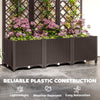 Outsunny Raised Garden Bed with Trellis, Plastic Planter Box with Drainage Holes, Drain Plugs and Water Reservoirs for Climbing Plants, Vegetables, Flowers, Brown