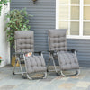 Outsunny 2pc Reclining Zero Gravity Sun Loungers ,Folding Chaise Lounge Chair with Cushions, Dark Grey