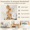 2/3/4/5-Tier Set of 2 S-Shaped Bookcase Bamboo Bookshelf with Open Cubes-5-Tier