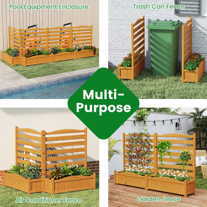 2/3-Panel Freestanding Air Conditioner Fence with Planter Box-Yellow-2-Panel