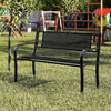 2-3-Persons Outdoor Garden Bench with Patterned Backrest and Curved Armrests-Black
