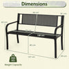 2-3-Persons Outdoor Garden Bench with Patterned Backrest and Curved Armrests-Black