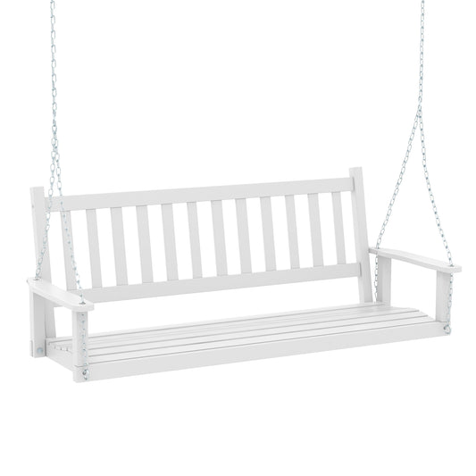 2/3 Person Wooden Outdoor Porch Swing with adjustable upper chains in white