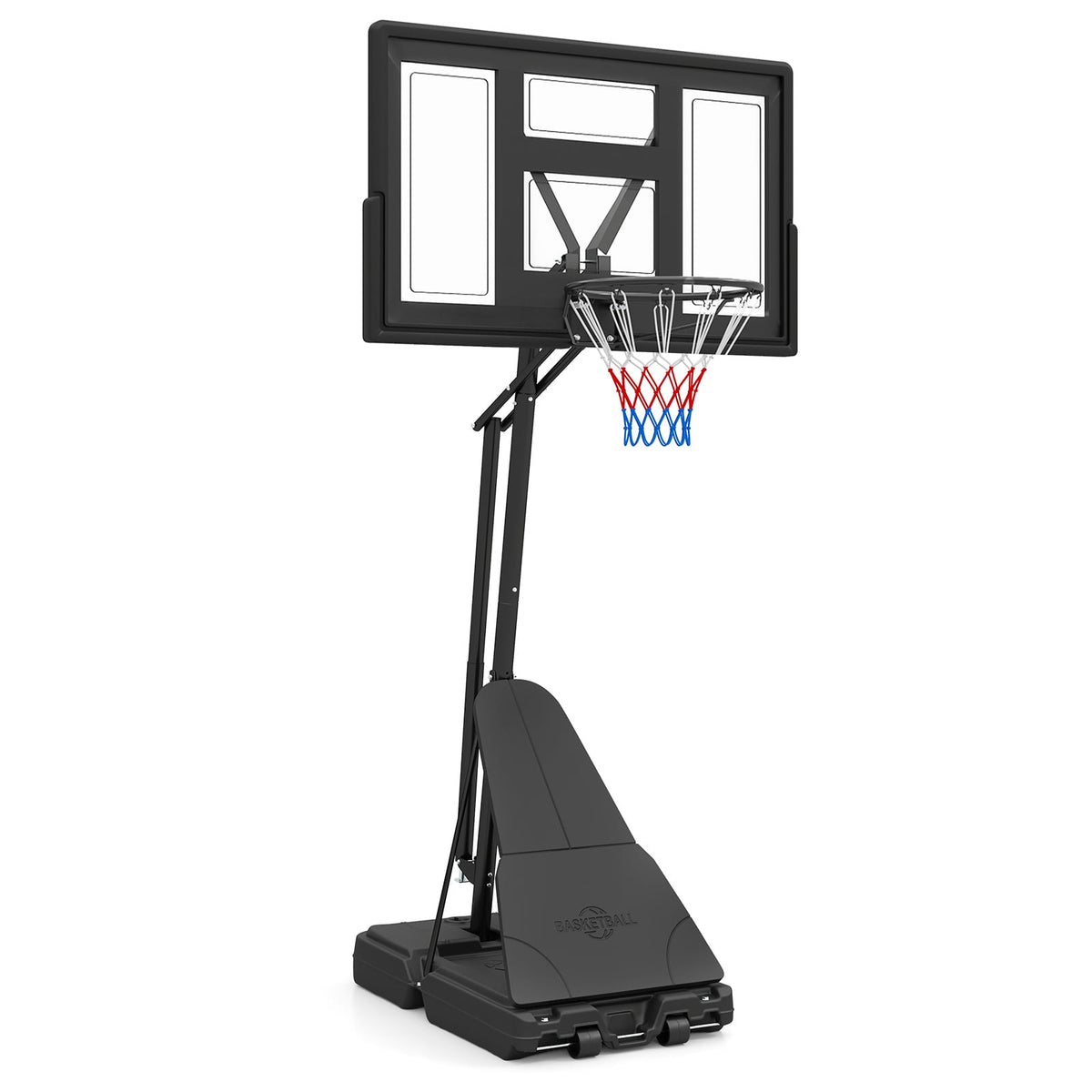 2.35-3.05M Outdoor Basketball Hoop Tool-Free Adjustable with PC Backboard on a white background