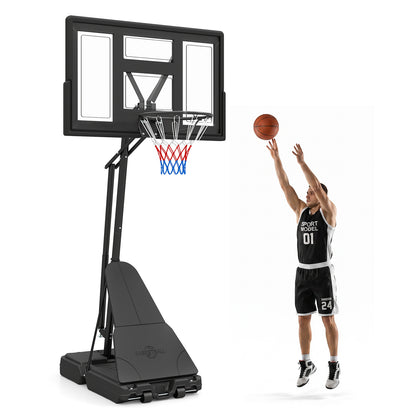 A man shooting a basketball towards the hoop against a white background