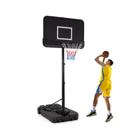 2.6-3.65 m Adjustable Portable Basketball Hoop with Shatterproof Backboard shown with a player shooting a basket