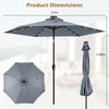 2.7m Garden Parasol with Tilt and Crank Handle-Grey