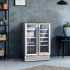 2-Door Dual Zone Beverage Wine Fridge with Auto Defrost Function-Silver