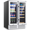 2-Door Dual Zone Beverage Wine Fridge with Auto Defrost Function-Silver