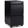 2-Drawer Mobile File Cabinet with 5 Casters and 2 Keys for A4-Black